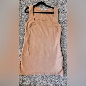 Linen-blend shift mini dress